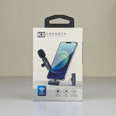 K8 Wireless Microphone for YouTube Vlogging, Video Recording Online Classes with Noise Cancellation Mic Supports (Type C)