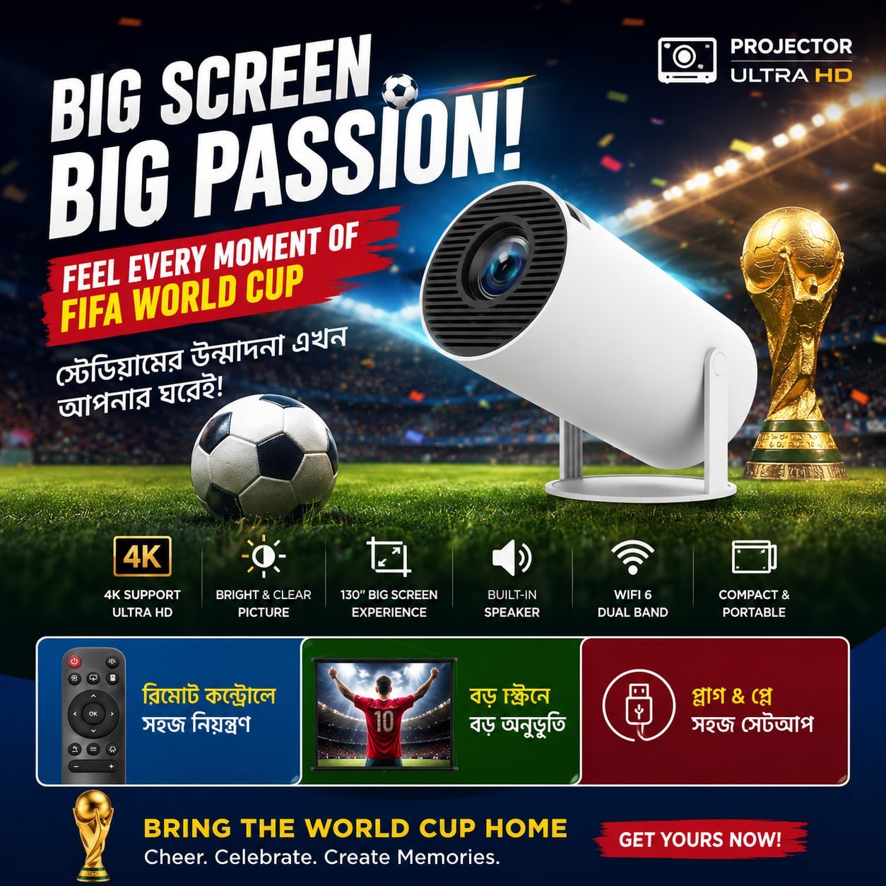 Magcubic HY300 Smart Mini Projector - 4K Supported, WiFi 6, Android OS