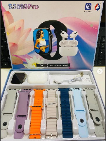 S3000 Pro 7+2 Smart Watch with Wireless Earbuds Combo