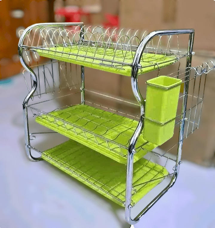 Premium Quality 3 layer kitchen rack green